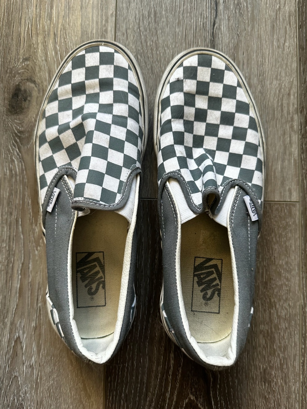 Vans Blue Checker Slip Ons